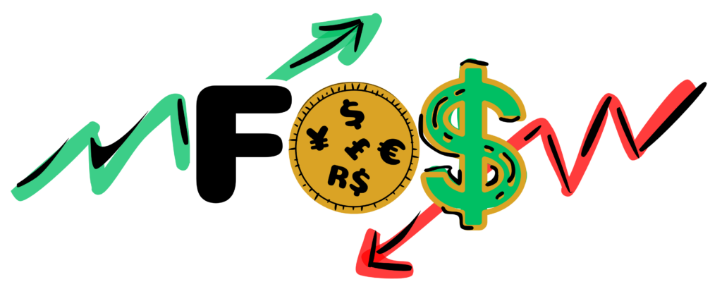 Logo FINANCONOMICS simples que nos remete as diferentes moedas de câmbio do mercado financeiro nacional e global, o cifrão presente em todas as moedas para identificar o valor monetário e o F que simboliza o início da palavra.